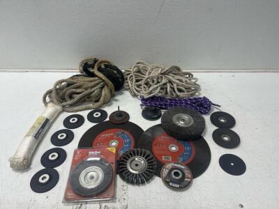 (16) Assorted Grinding wheels (4) Assorted ropes