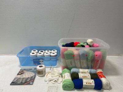 (1) Cotton Knitcro-Sheen (1) Tote of Acrilian Yarn
