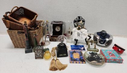 (1) Vintage Black Cast Iron Doll Chair (1) Vintage Eiffel Tower-Shaped Perfume Bottle (1) Emerson PD5203 CD Radio Boombox And More