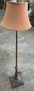 (1) Vintage Style Floor Lamp W/ Stripe Fabric Shade