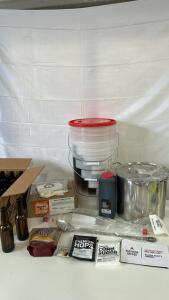 (1) Northern Brewer Homebrewing Starter Kit (24) Monster Brew Amber 12oz Brew Bottles