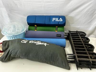 (1) Ed Hillary 4 Person Tent (4) Various Yoga Mat (11) Garden Decor (1) Cupcake Carrier