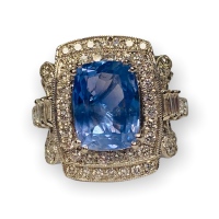 $38,000 Value, Platinum GIA Sapphire & Diamond Ring