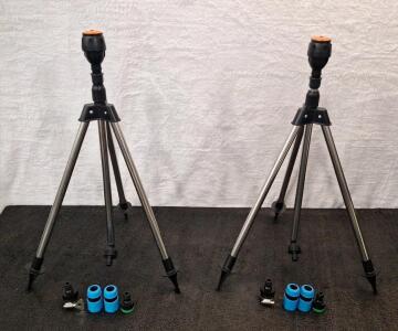 (2) Rotating Tripod Sprinklers, 360 Degree Automatic Rotation, Height Adjustable 24" - 38"