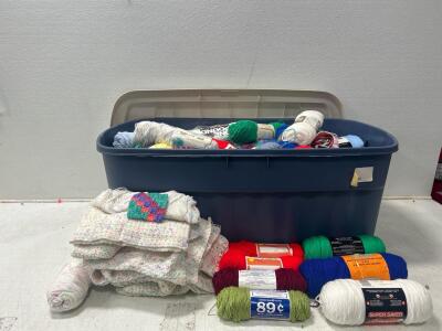 (1) Tote of assorted Yarn.