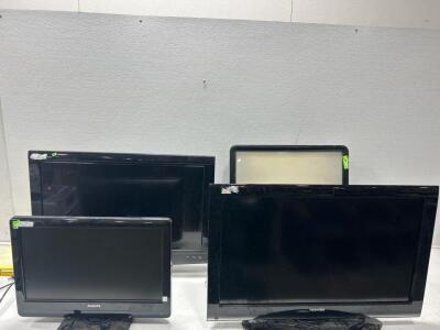 (1) 21&rdquo; Philips TV (1) 32&rdquo; Sharp TV (1) 31&rdquo; Toshiba TV (1) Light box.
