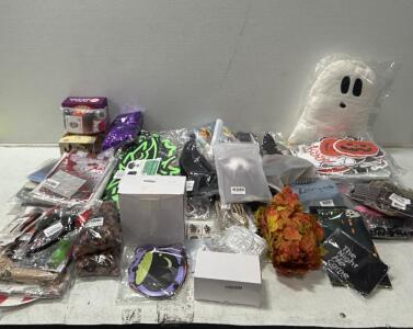 (2) Boxes of Halloween decor and costumes