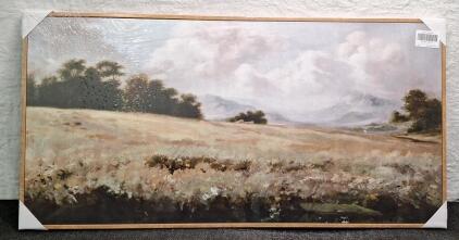 (1) Framed Wall Art Print Featuring A Vintage Style Outdoor Landscape Scene, 20" x 40"