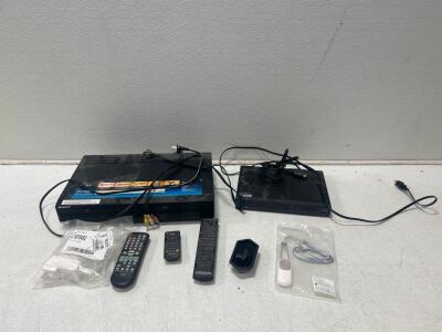 (1) SANYO Blue1Ray Disc Player (1) Sony DVD and VHS Player.