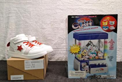 (1) Pair Of Hodao Winter Boots For Girls - Faux Fur Lined Boots, Warm & Cozy, Size-5, Red/White & (1) The Claw - Electronic Arcade Game