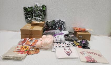 Assorted Halloween And Autumn Costumes And Decor