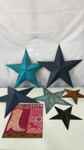 (6) Various Star Wall Art (1) Tin Cowgirl Wall Art