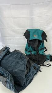 (1) Lowe Alpine Contour II 70+15 Backpack (1) Queen Intex Air Mattress