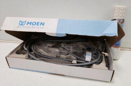 (1) Moen Sinema One-Handle High Arc Pulldown Kitchen Faucet (1) Euro Tile Bath Mat