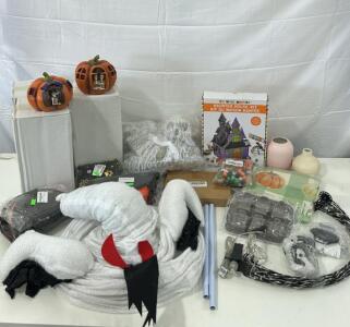 (8) Skeleton Pumkin Lantern Decoration (1) Light Up Ghost Decoration (1) Halloween Yard Decoration & More