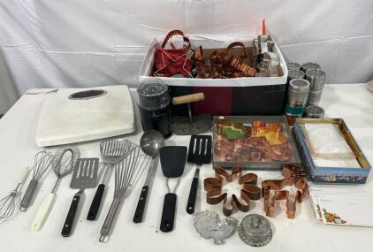 (1) Capresso Cool Grind Coffee and Spice Grinder (9) Kitchen Utensils (15+) Various Shape Cookie Cutters Including Gingerbread Man, Bunny And Star & More