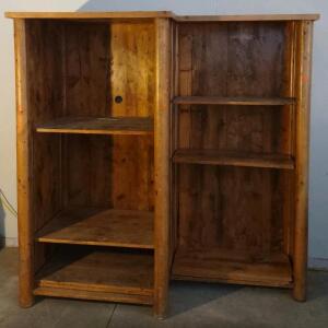 70"x 30&frac12;"x 69" Pine Log Wooden Dual Bookshelf/Display Shelf