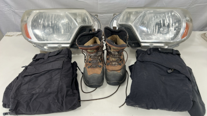 (1) 2012 Tacoma Headlights (1) Women&rsquo;s Size 8 Rocky Camo Hiking Boots (1) Men&rsquo;s Snow Pants Size Small