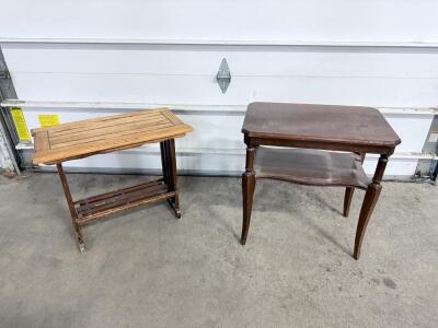 (2) Wooden Side Tables - 20&rdquo;Hx24&rdquo;Wx13&rdquo;D & 23&rdquo;Hx14&rdquo;Dx22&rdquo;W