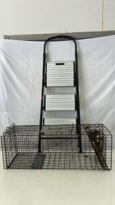 (1) 32&rdquo;x11&rdquo;x13&rdquo; Live Animal Trap (1) 51&rdquo; 3 Step Ladder (1) 30&rdquo; Crab Net
