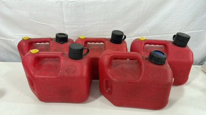 (5) Blitz 1.4 Gallon Plastic Gas Can