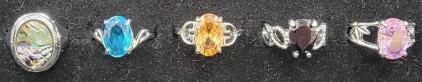 (5) Natural Gemstone Rings