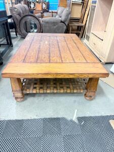 (1) Large Wooden Coffee Table - 68&rdquo;Wx42&rdquo;Dx21&rdquo;H