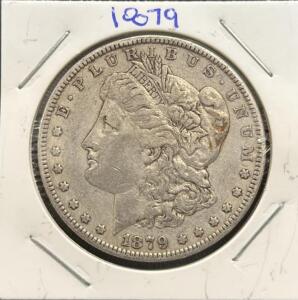 1879 Morgan Silver Dollar, United States Coin, 90% Silver, 38.1 mm Diameter