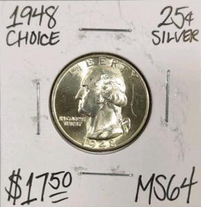 1948 MS64 Choice Silver Washington Quarter