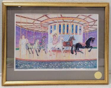 Certified &ldquo;Carousel Haven&rdquo; Lithograph By Rodney J. Johnson