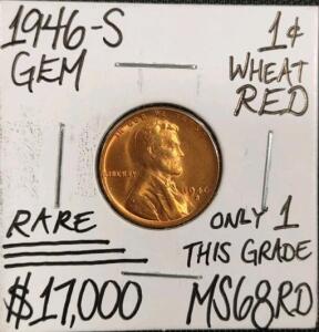 1946-S MS68RD Only One This Grade Copper Cent