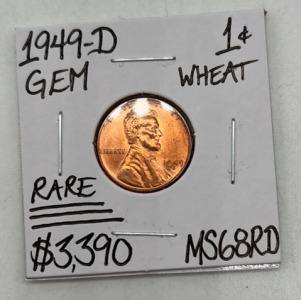 1949-D MS68RD RARE Gem Wheat Copper Penny