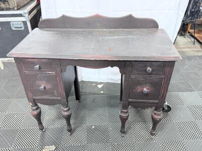 (1) Vintage Old Desk W/ Drawers & Wheels - 42&rdquo;Wx32&rdquo;Hx19&rdquo;D