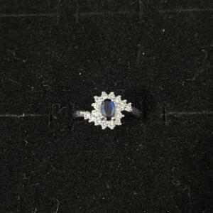 (1) Sterling Silver Ring W/ Dark Blue Stone