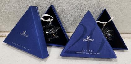 (1) Swarovski Annual Edition 2012 Snowflake Crystal Ornament (1) Swarovski Annual Edition 2011 Christmas Ornament