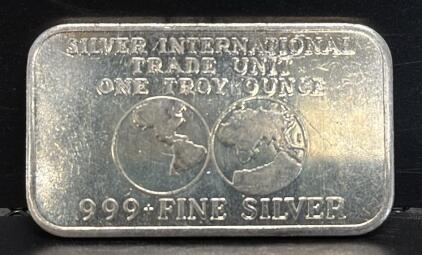 1 Troy Ounce .999 Fine Silver Bullion Bar, Silver International Trade Unit
