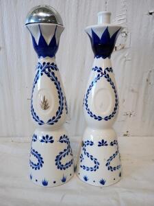 (2) Handcrafted Ceramic Decanters for Clase Azul Reposado Tequila. 16"x5"