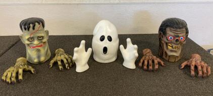Halloween Decor, (3) Heads And Pairs Of Hands
