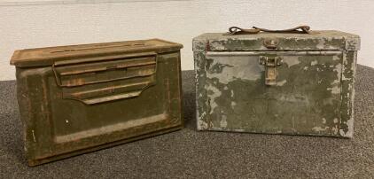 Vibatge WWII Ammo Box Can CAL 50 M2 United US Flaming Bomb And Vintage M3 Ammo Chest