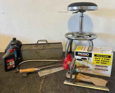 Workshop Stool, Metal Toolbox, Rigid Air Filter, Vehicle Fluids & More