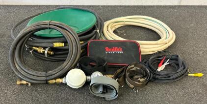 (2) Gold Pans, (3) Gas Hoses, (1) Garden Hose, And More