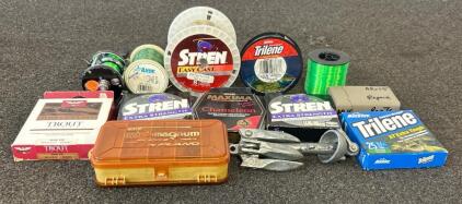 Fishing Essentials Including (9) Various Fishing Lines, (1) Ambassadeur 6000 C Reel, (1) Folding Grapnel Anchor, And More