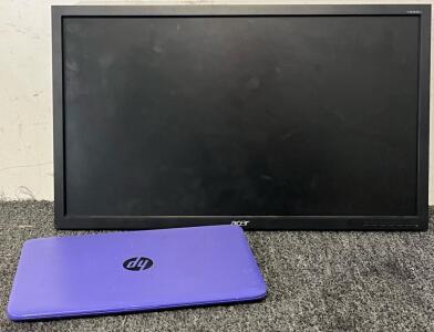 Acer Computer Monitor & HP Laptop