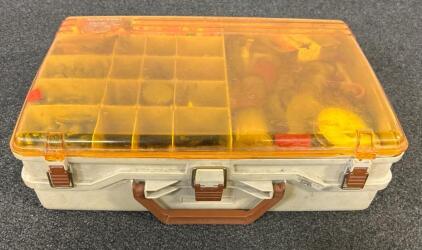 (1) Tackle Box Filled With Various Fishing Essentials Including Weights, Line, And More