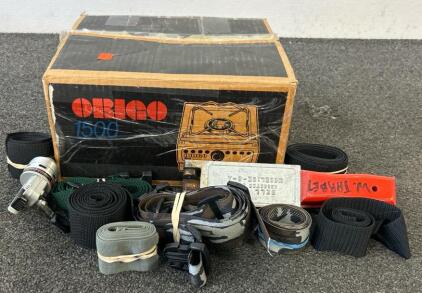 (1) Origo 1500 Alcohol Stove, (1) Minicast-2 Reel, Straps, And More