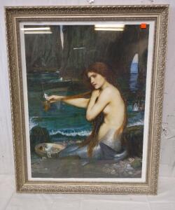 A Mermaid by John William Waterhouse RA Framed 31.5"x25.5" World Classic Reproductions For HomeDecor, Luxurious Gold Embossing Frame