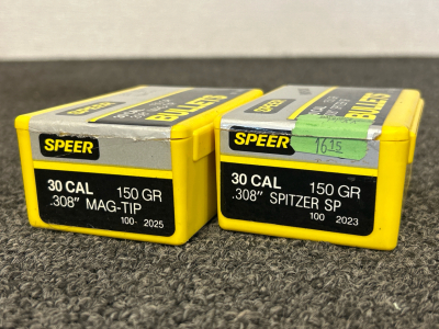 Speer Bullets: 30 Cal 150 Gr. Mag Tip and Spitzer SP (200 Count)