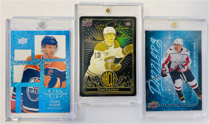 (3) Collectible Hockey Cards: Connor McDavid, Alex Ovechkin, and Cole Caulfield