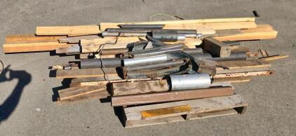 Mixed Lot Of Lumber & Metal Pipes, Approx. 15 Wood, 10 Metal