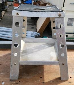 Aluminum Step Stool, Perforated Legs, Rubber Top, 18" Height